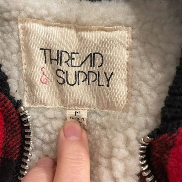 THREAD & SUPPLY BUFFALO PLAID FLEECE LINED ZIP FRONT VEST - Picture 2 of 3